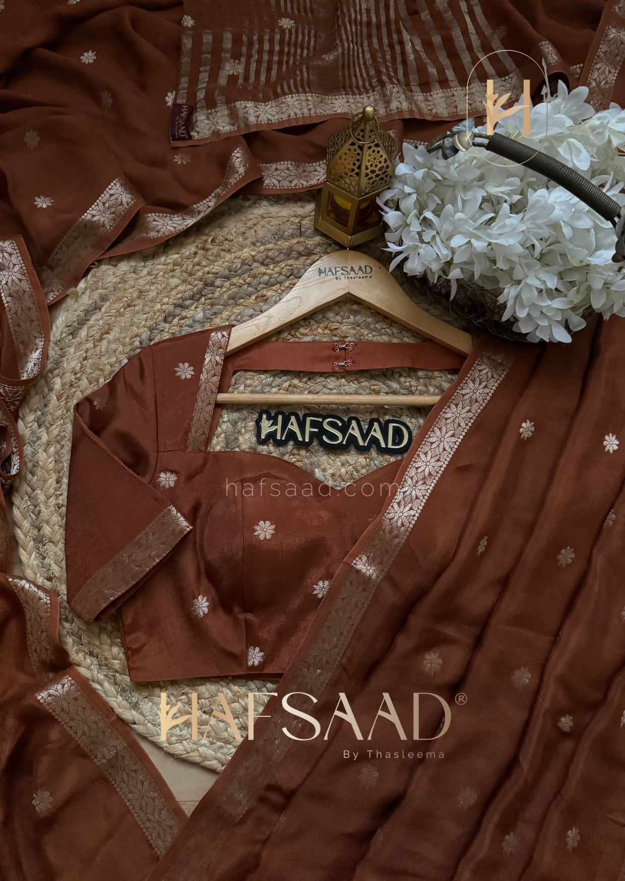 Ahalya - Pure chinnon saree (Brown)