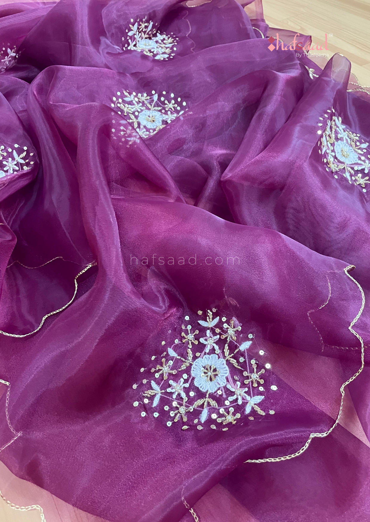 Purple Rizz- Chikankari handwork organza saree
