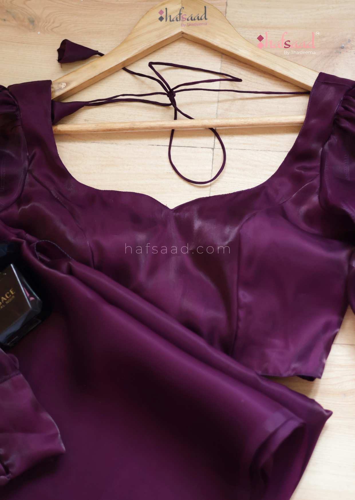 Georgia- Premium satin organza saree (Purple sangria)