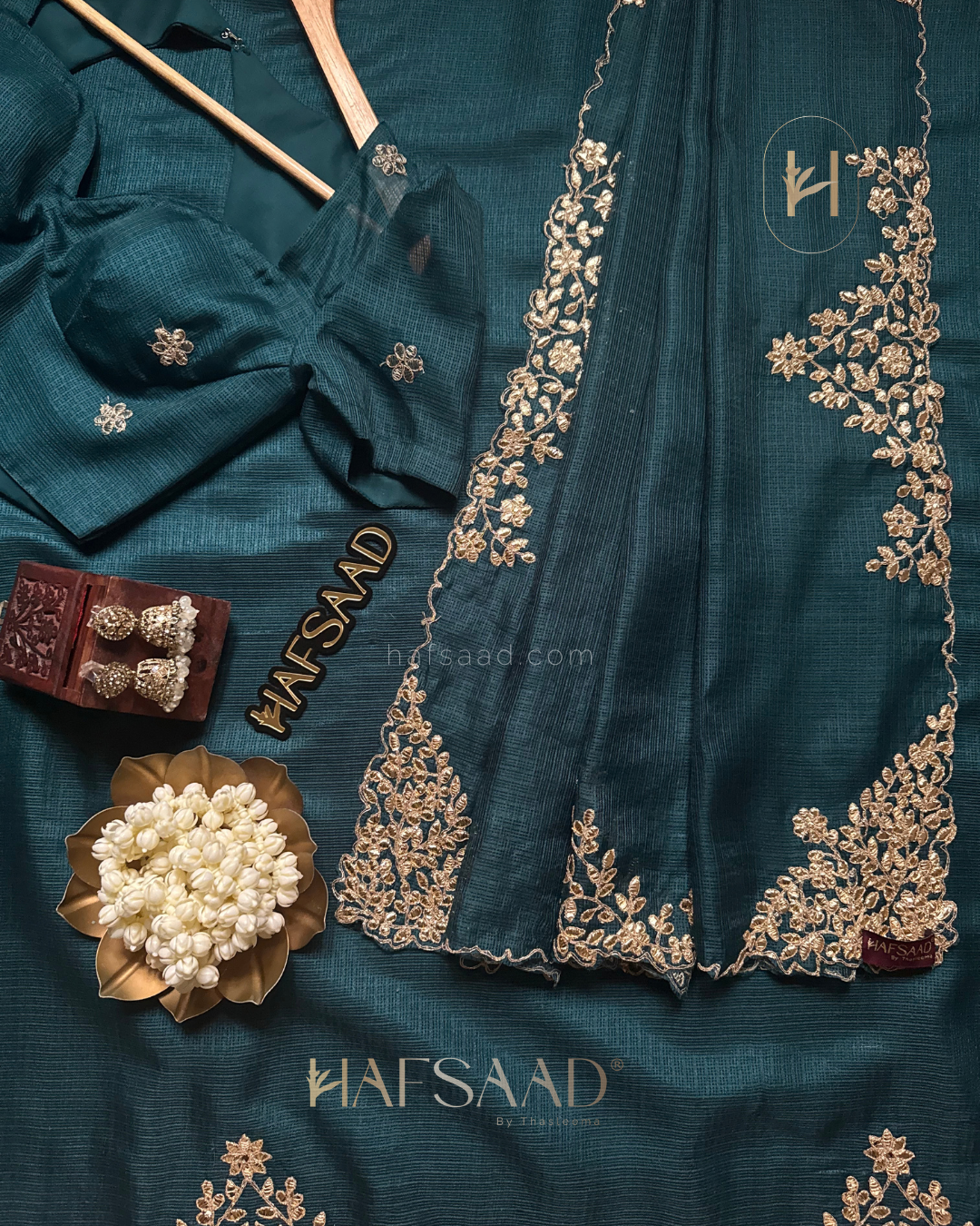 Rubita- Gota Work Saree (Peacock blue)
