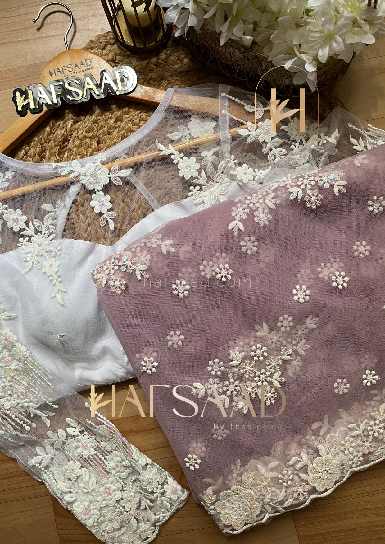 Jiya - Soft designer net saree ( lavender )