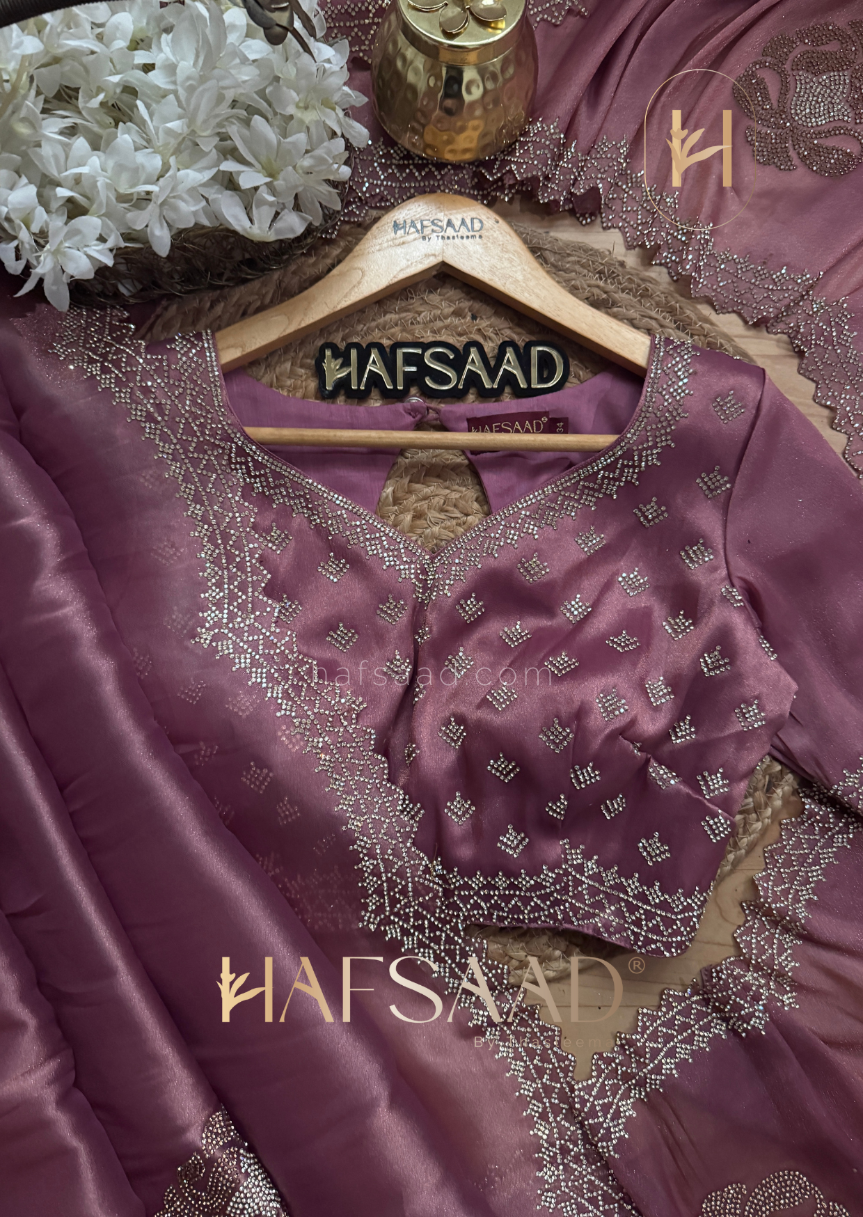 Amber - Premium tissue saree (Mauve)