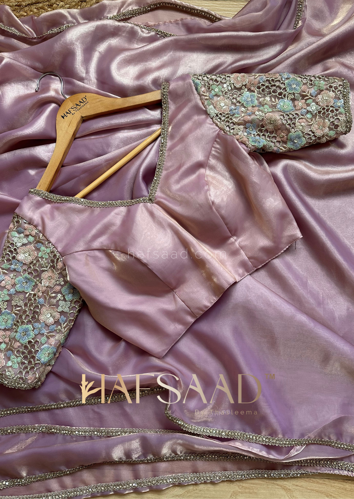 Anastasia- Satin organza saree (Lavender)