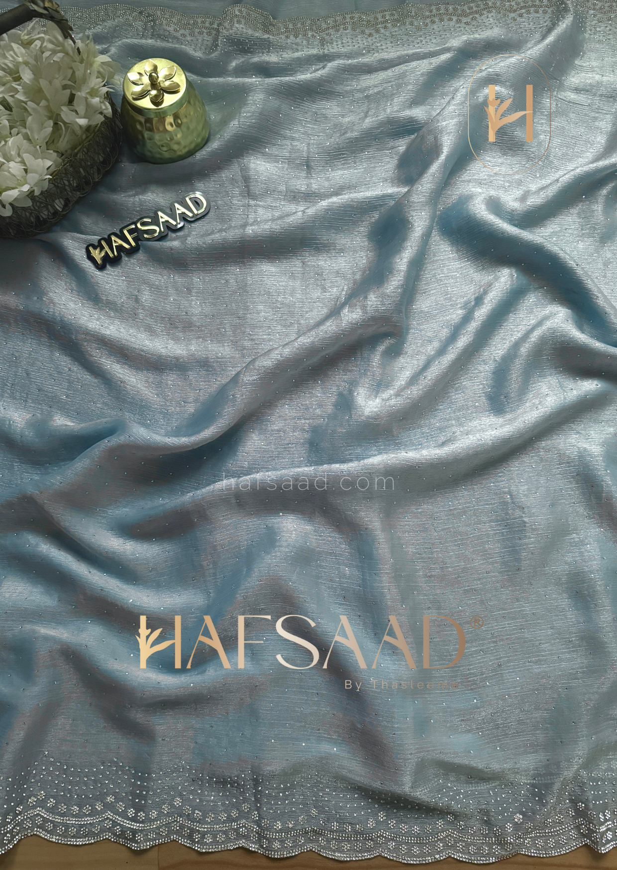 Glisten - Designer chiffon saree (Blue)