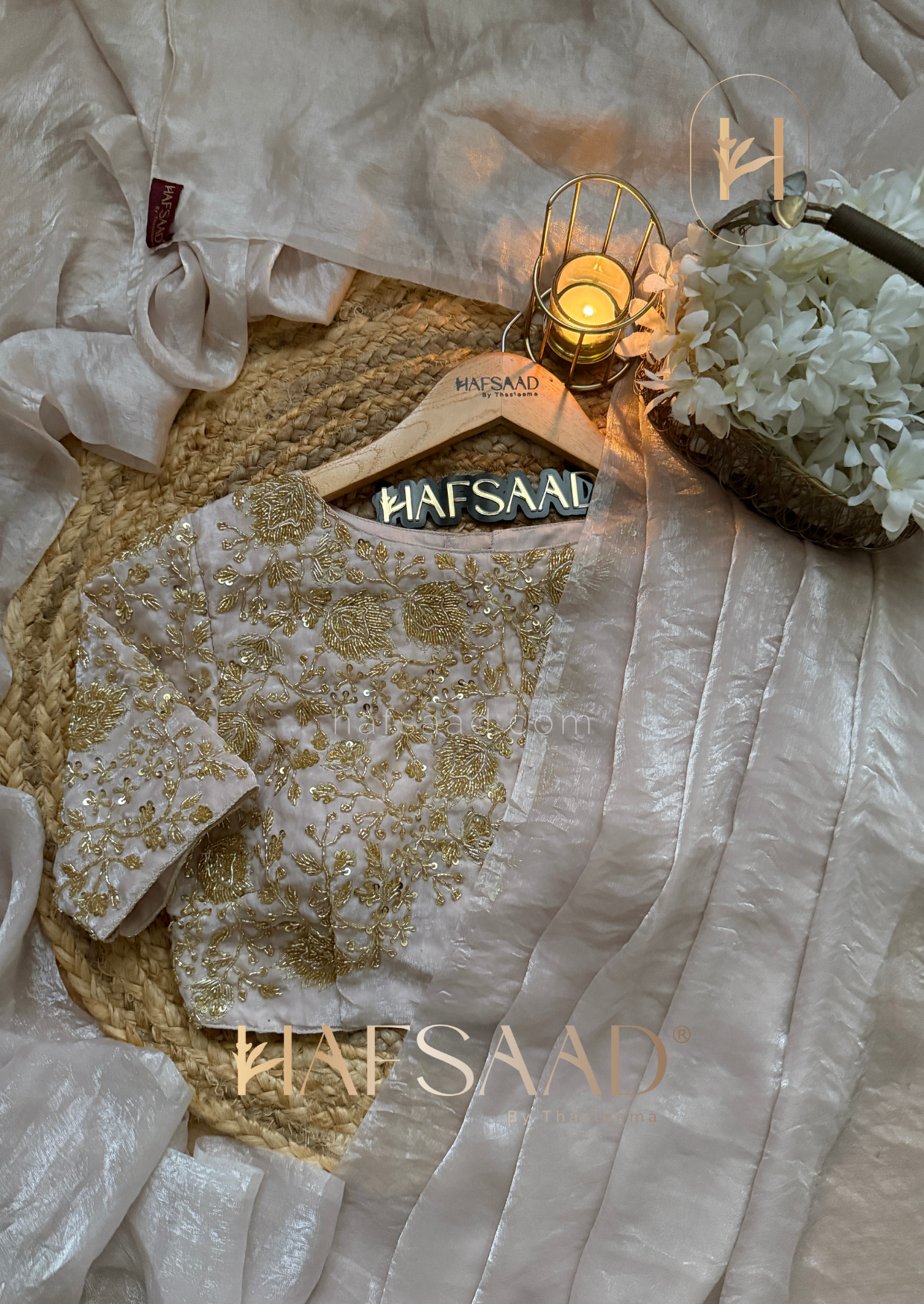 Khushi - Stardust satin saree (Dusty beige)