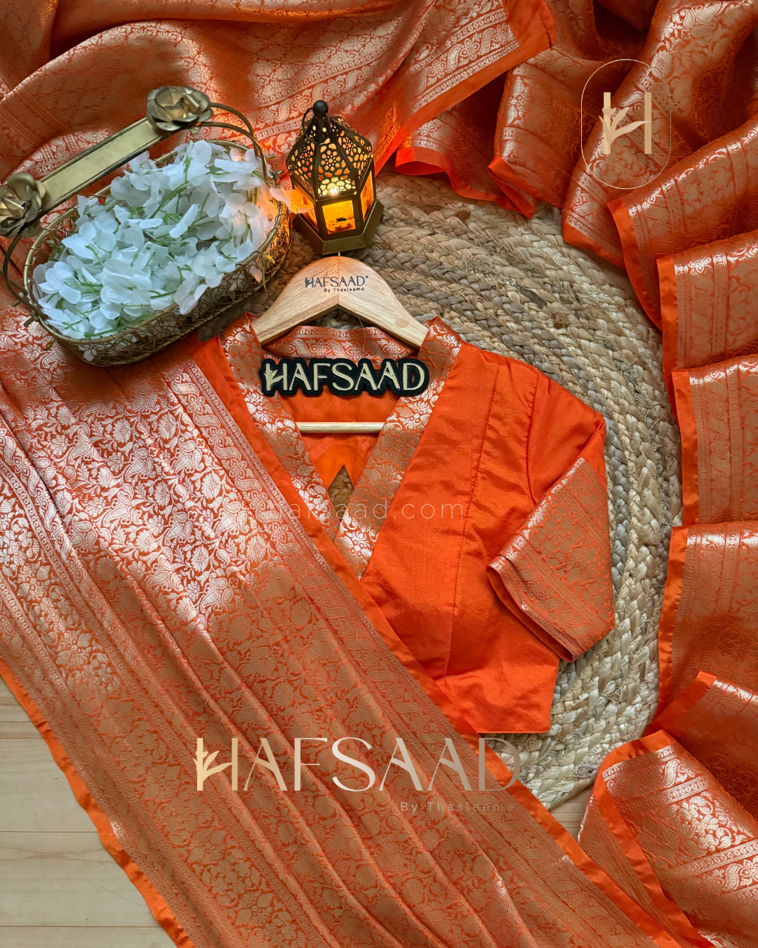 Ahana -  Soft semi silk saree (Orange)
