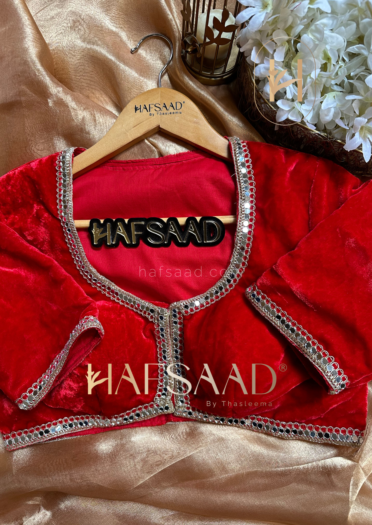 Jaan- Custom velvet blouse (Red)