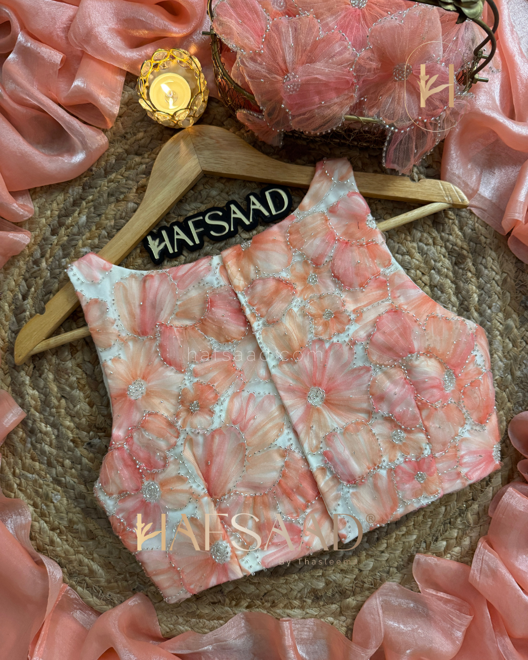 Cassie - Space silk saree (Peach)