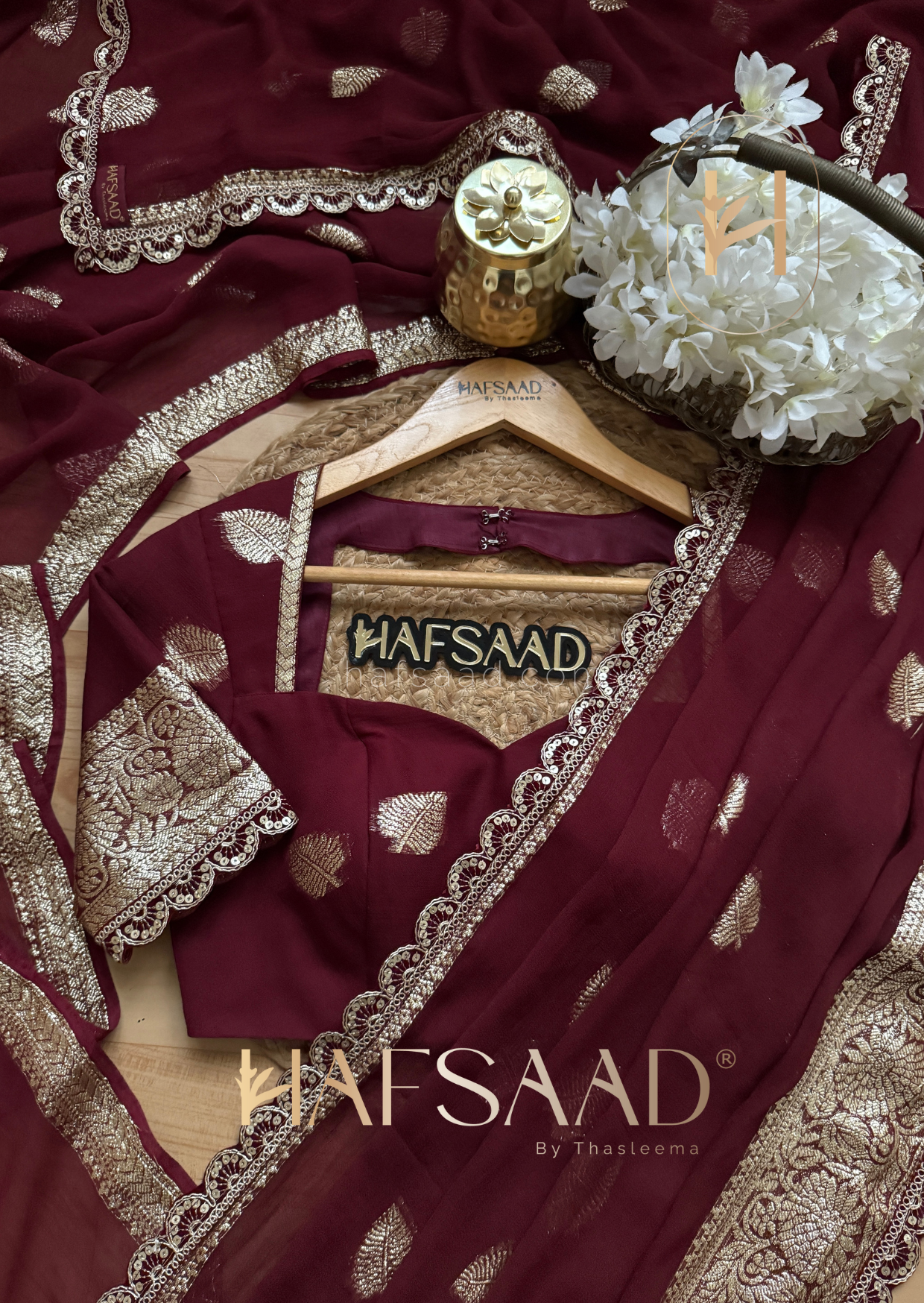 Nafeesa - Pure viscose saree (Maroon)