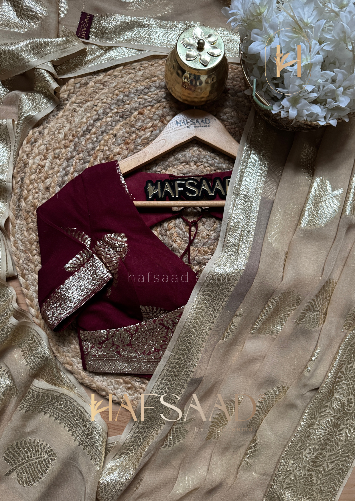 Sreeja - Pure viscose saree (Biscotti)