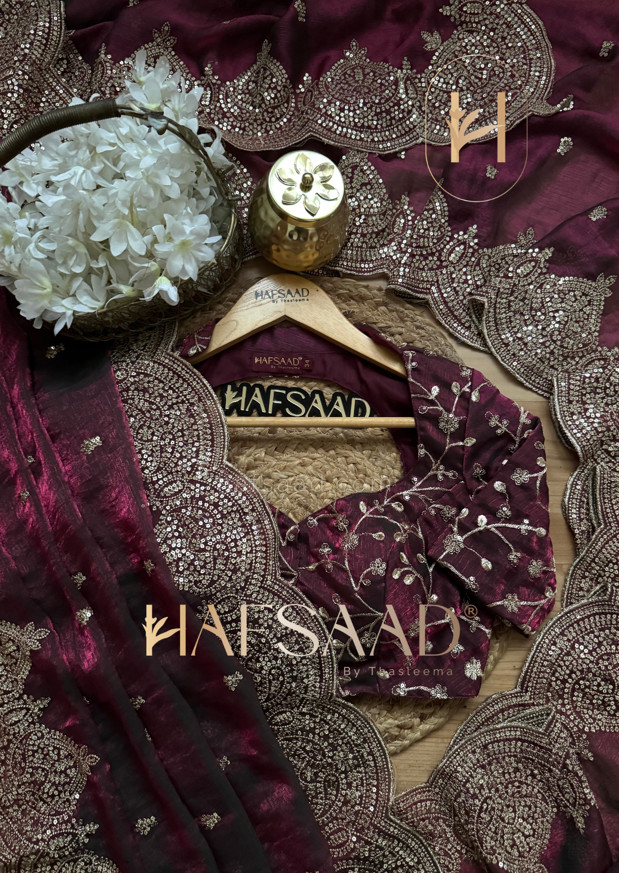 Marzoo - Fendy chiffon saree (Wine)