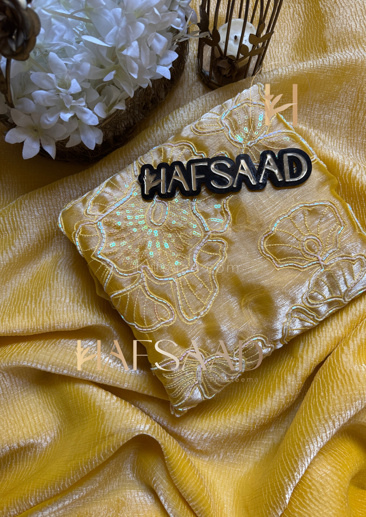 Hasini-Crushed tissue saree (Yellow)