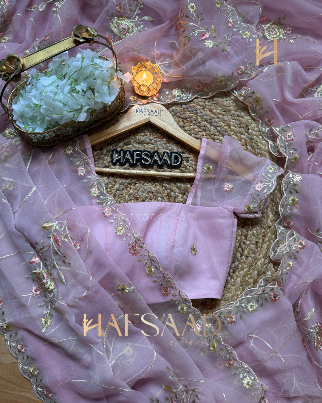 Anila -Chiffon organza saree (Lavender)