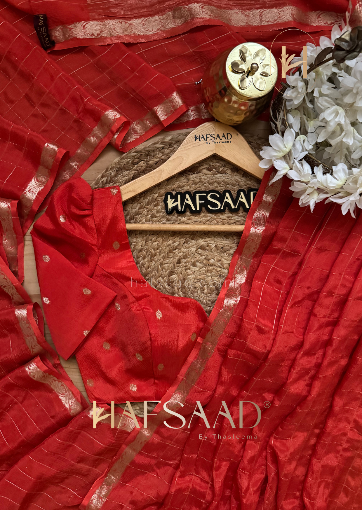 Madrasi - Premium crushed chinnon saree (Orange)