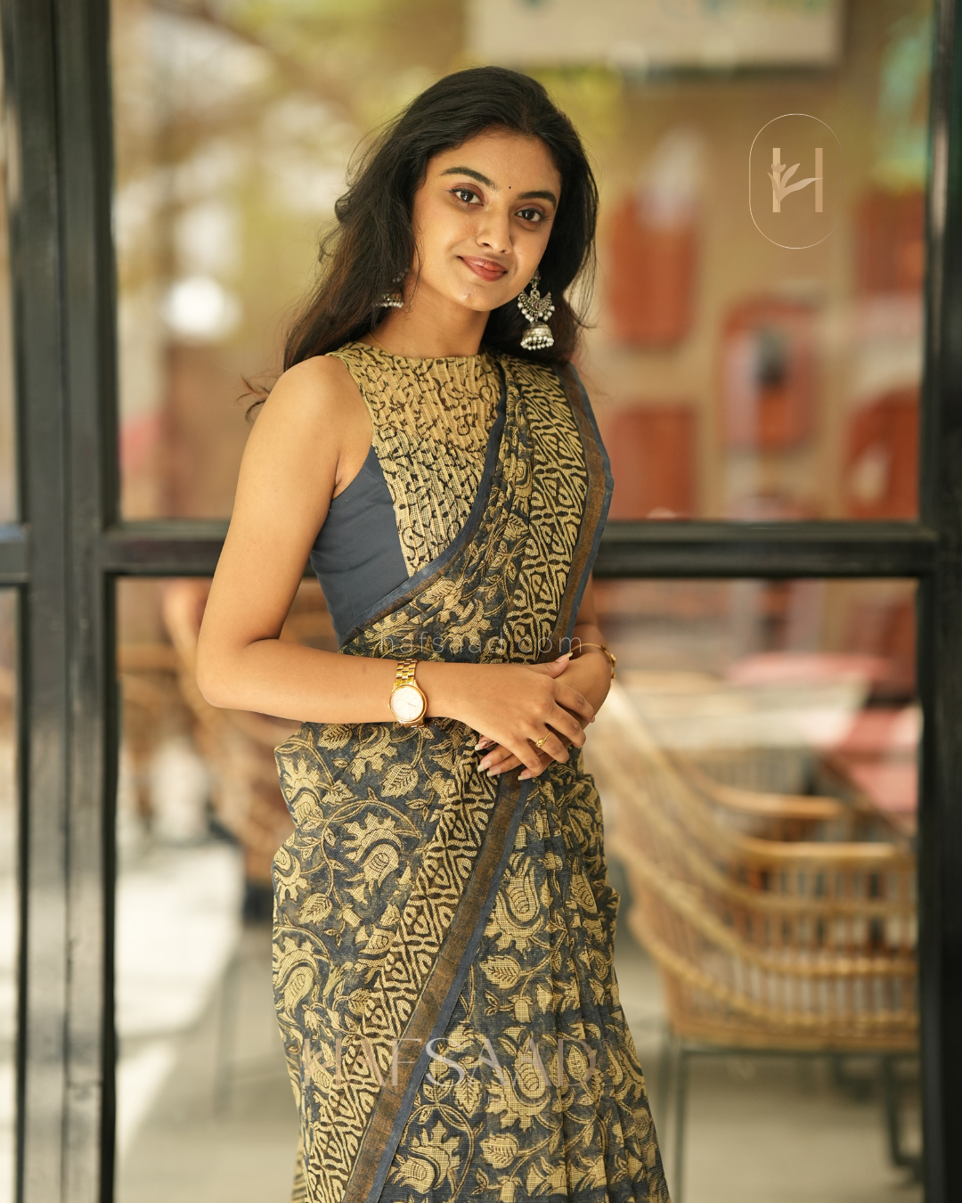 Kota - Denim Kota saree (Sleeveless)
