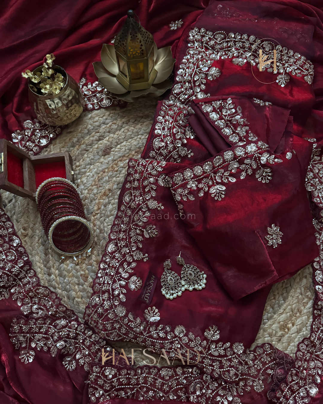 Sana- Designer handwork saree (Maroon)