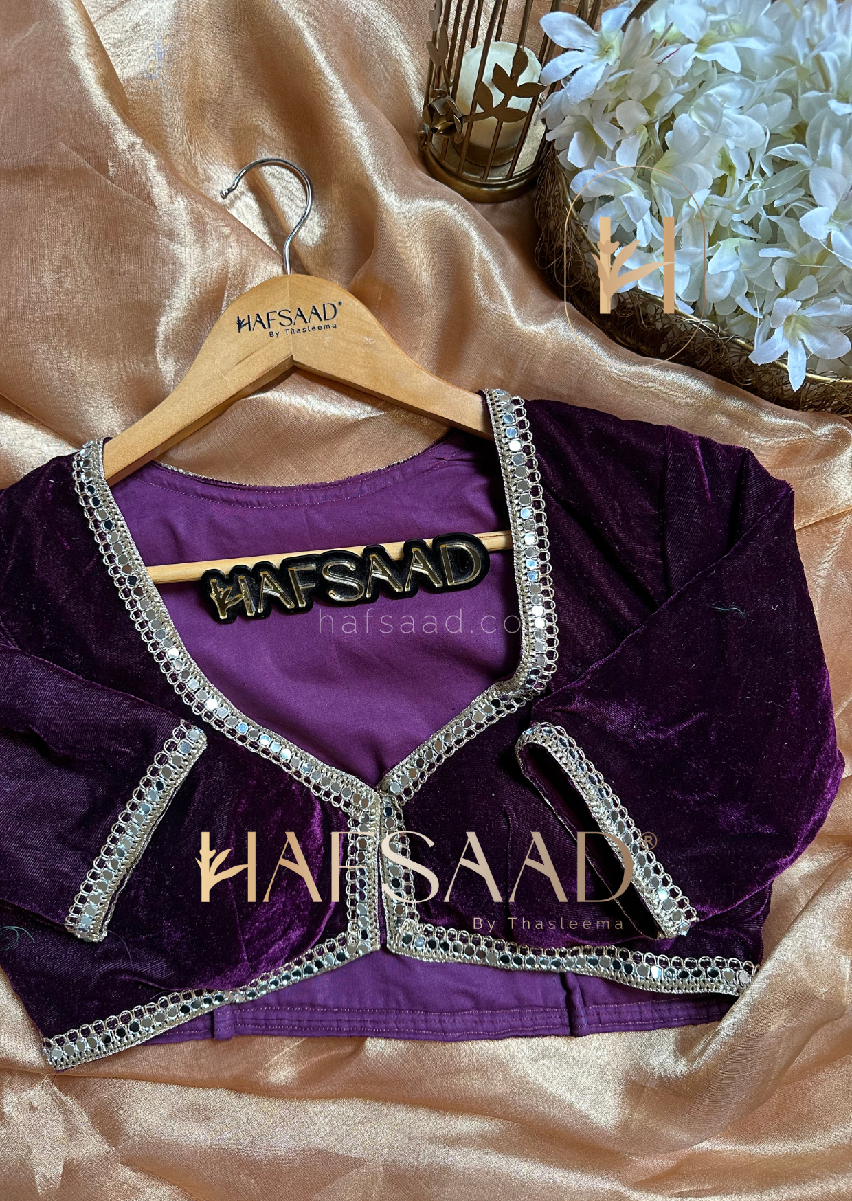 Jaan- Custom velvet blouse (Purple)