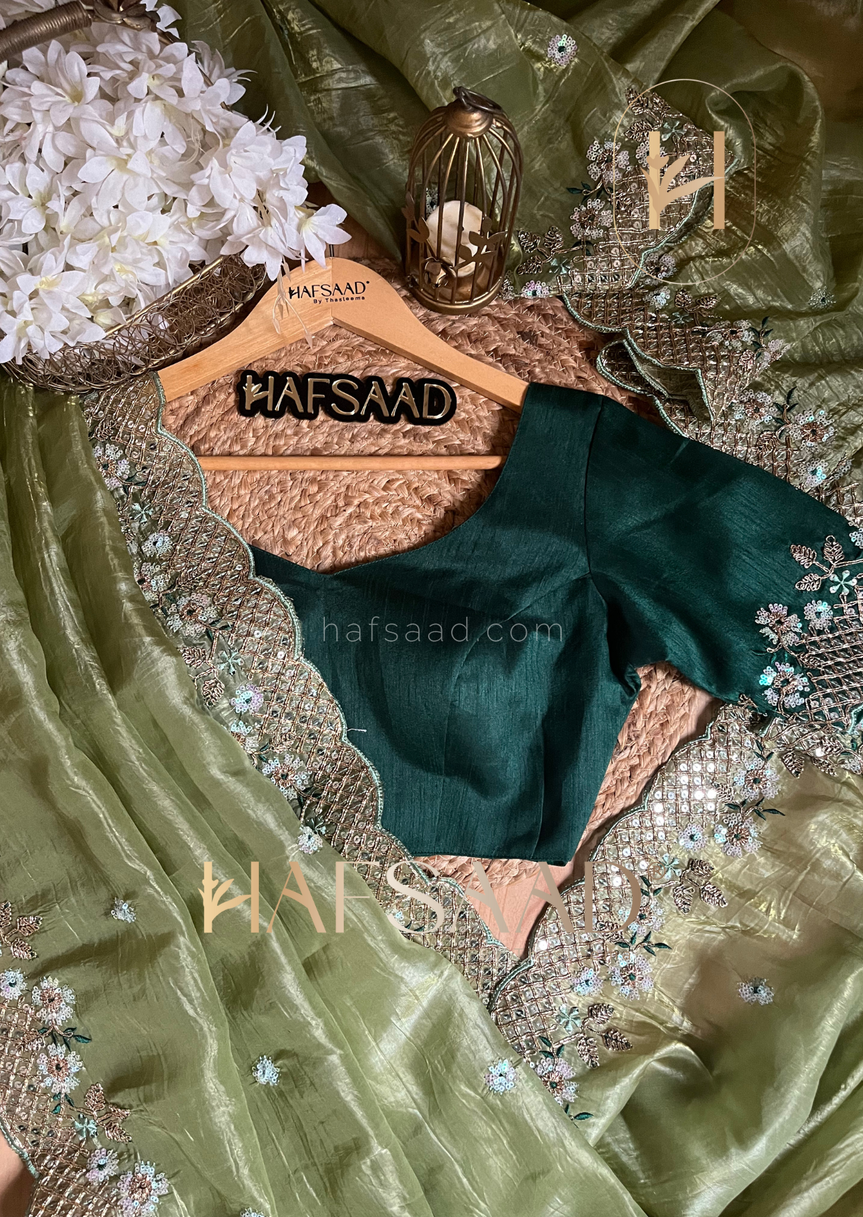 Azri-Textured silk saree (Pastel Green)