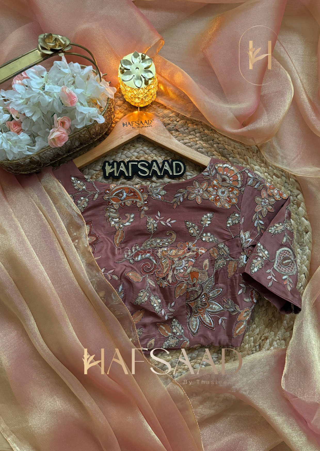 Anya - Soft tissue saree (Ice pink)