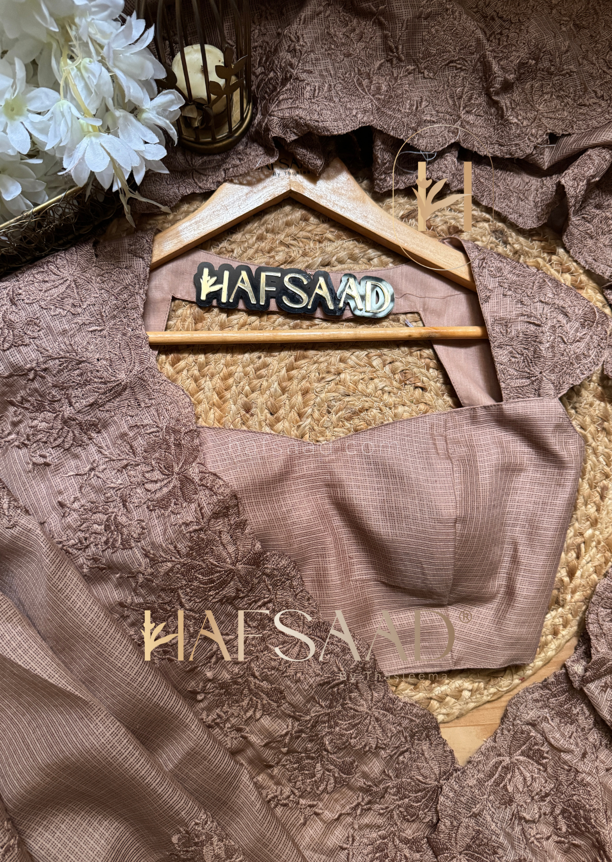 Celestia- Embroidered saree (cocoa)