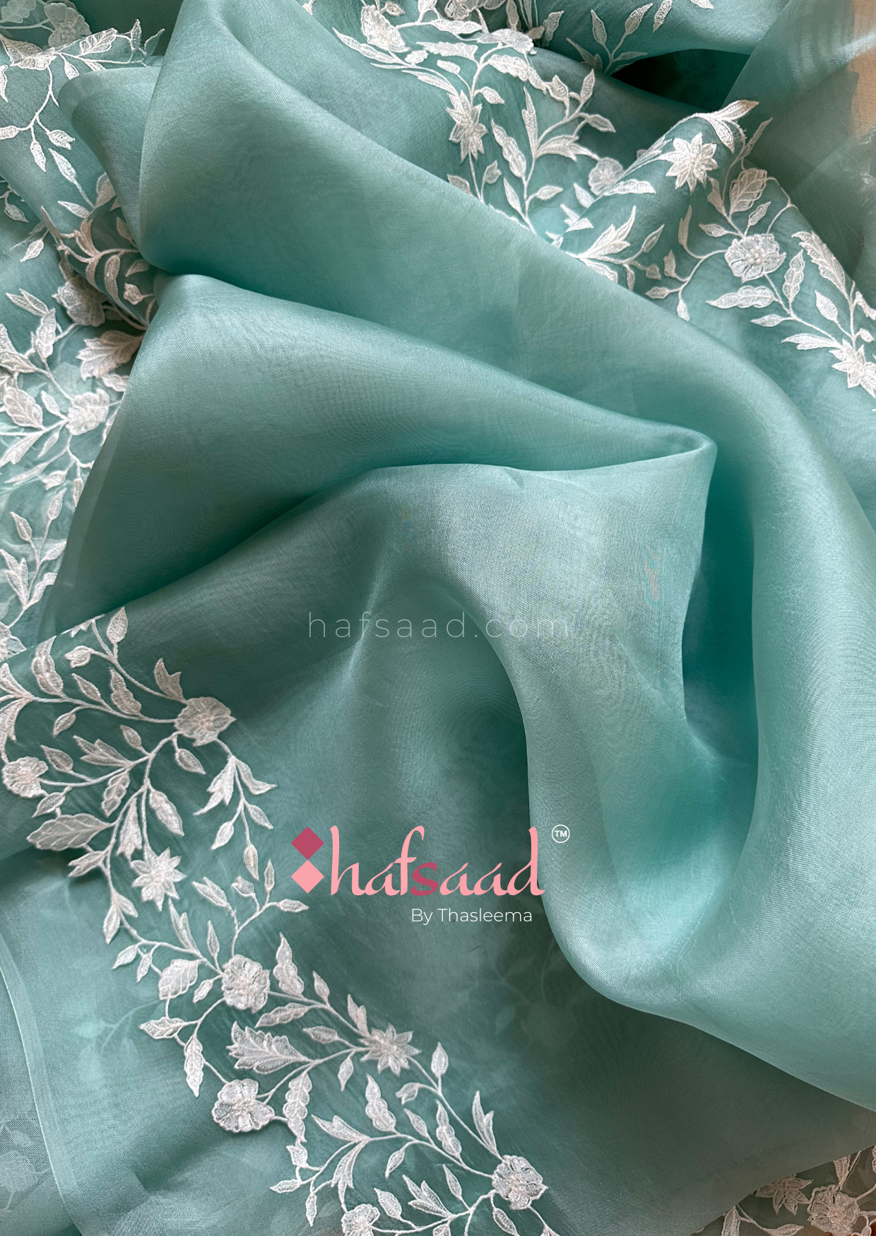 Roop- Pure organza silk saree (Tiffany Blue)