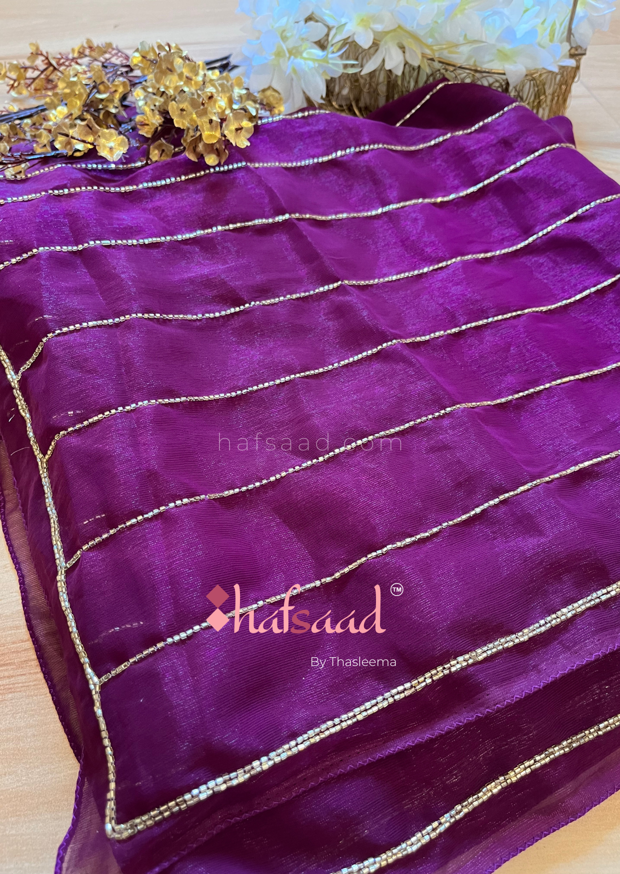 Sahana - Chiffon Handwork Saree [Purple]