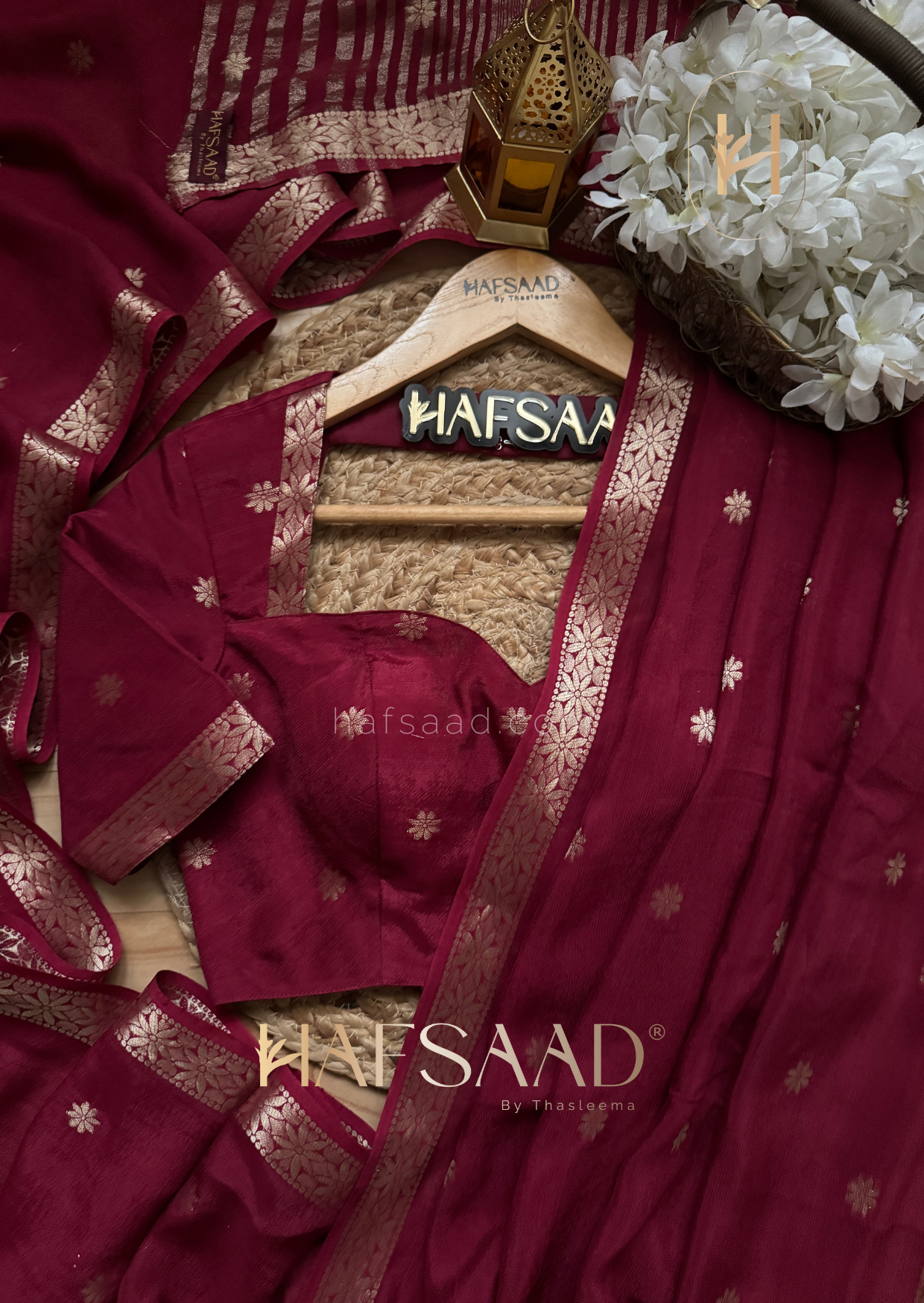 Ahalya - Pure chinnon saree (Crimson)