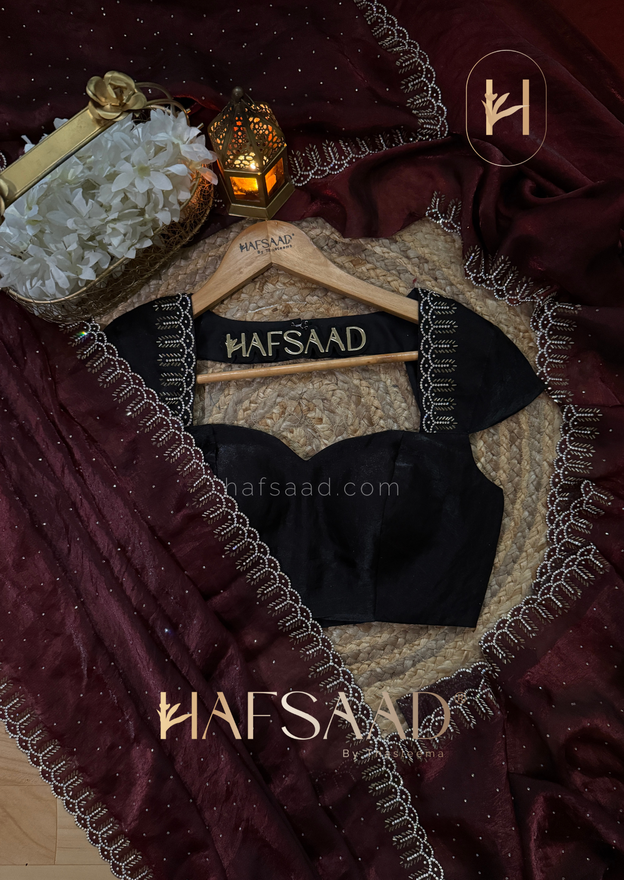 Henna - Stardust satin saree (Maroon)