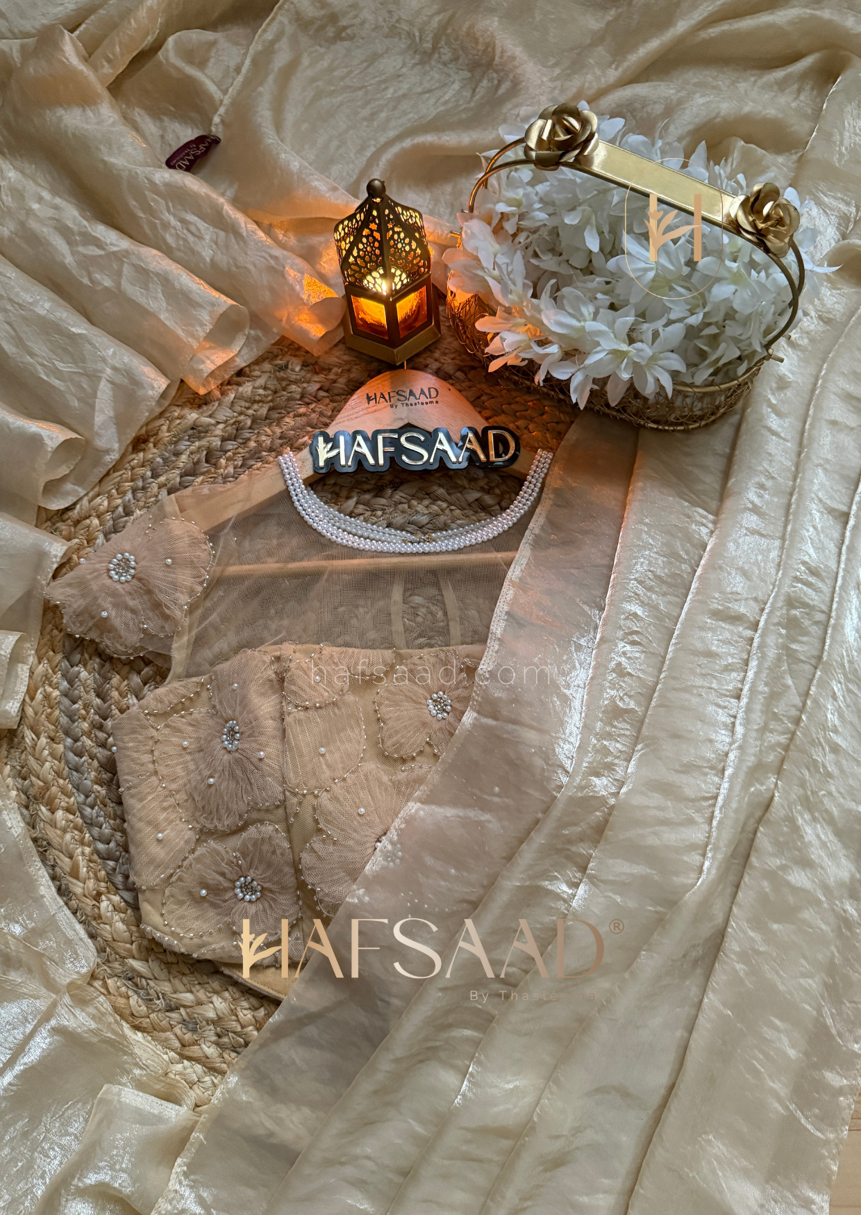 Cassie pearl - Space silk saree (Beige)