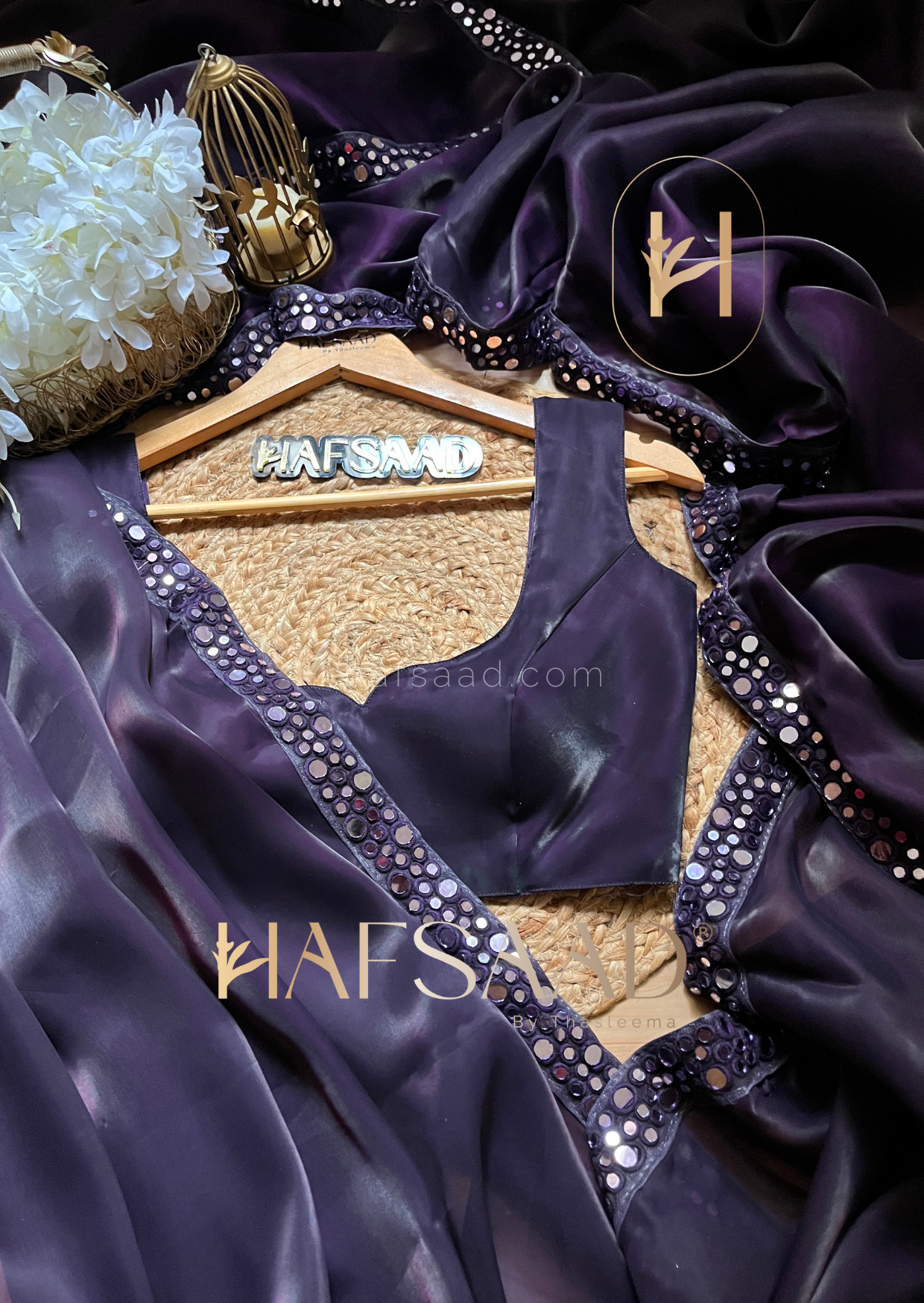 Stephy - Satin organza saree (Purplicious)