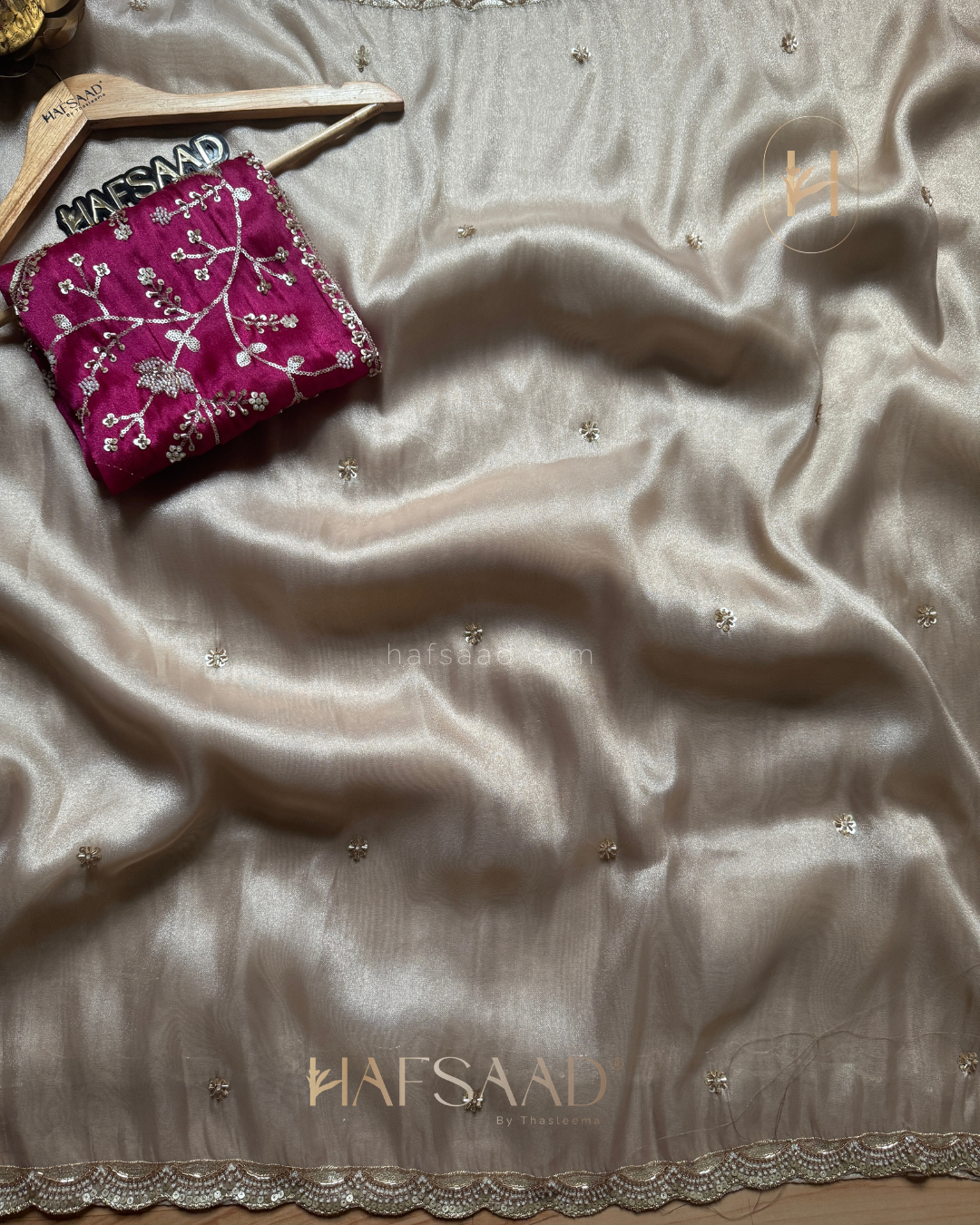 Amina- Designer Handwork Saree (pink)