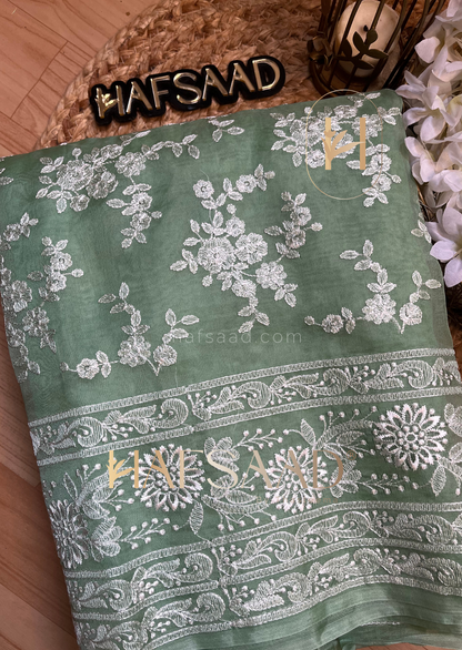 Saloni- Pure organza silk saree (Pastel Green)