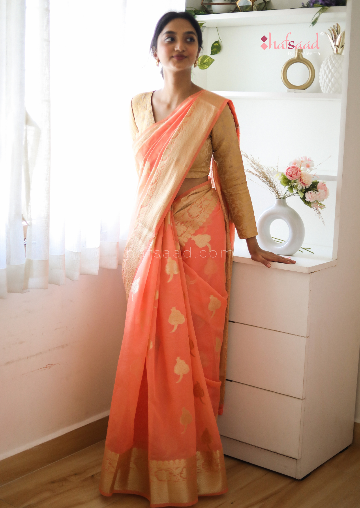 Amrutha-Coral silk saree