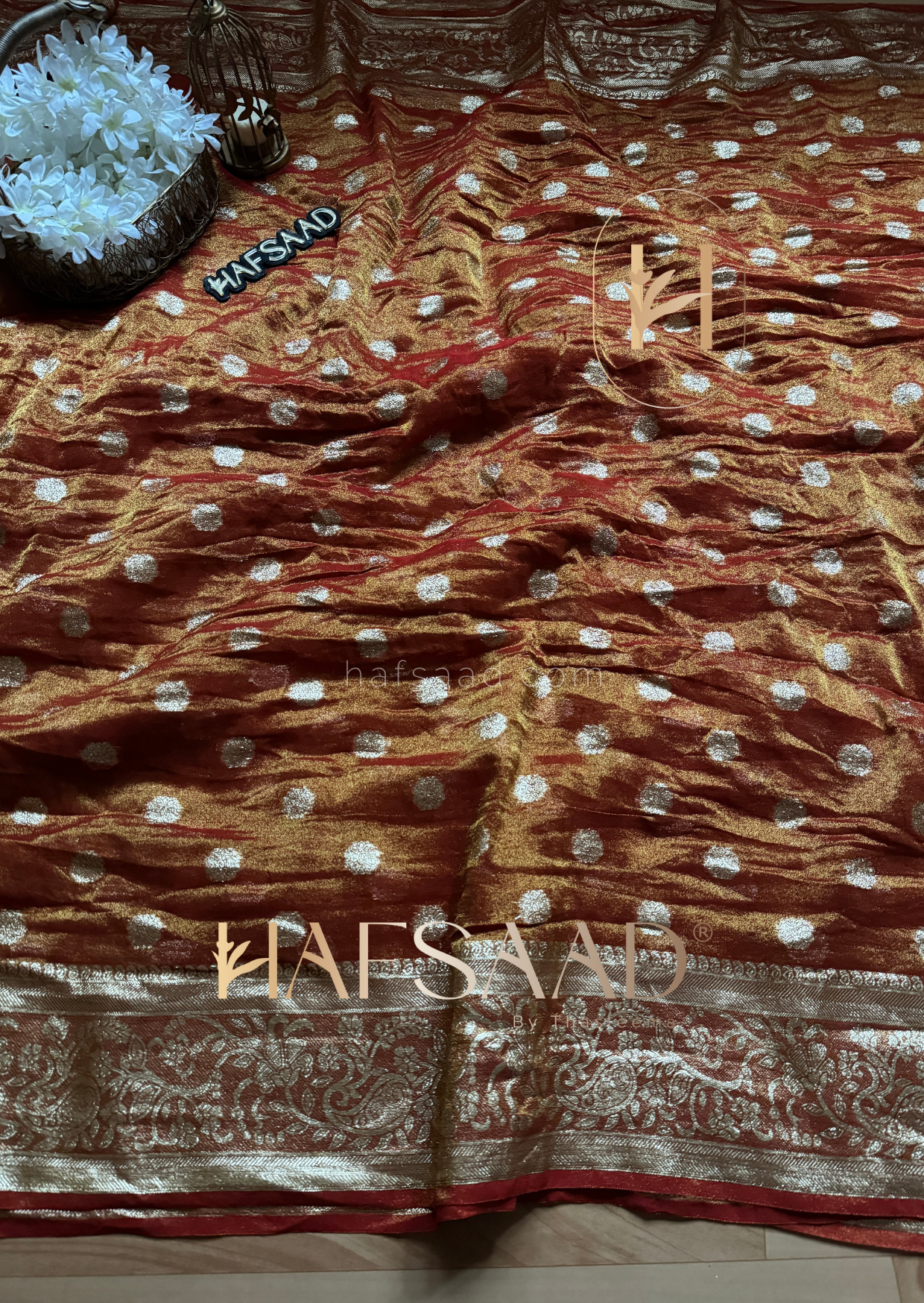 Sita - Semi tissue silk saree (Rustic Orange)