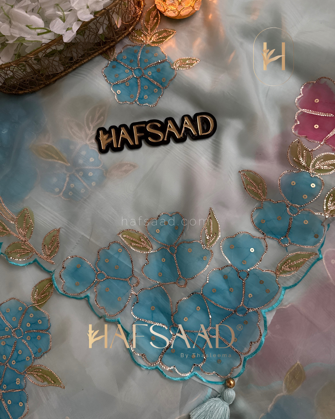 Isra - Premium organza saree (Blue)