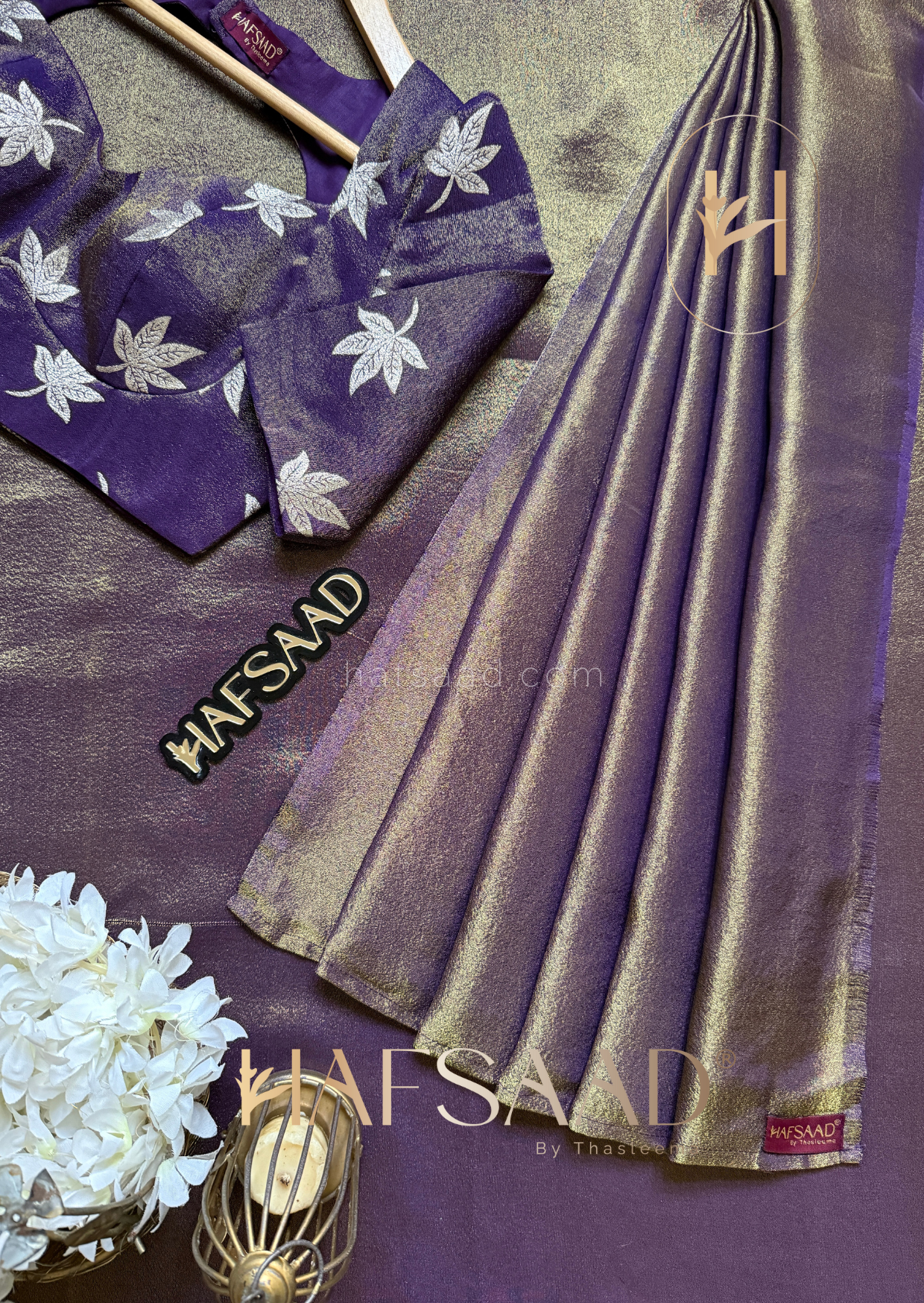 Mehnaz - Premium satin tissue saree (Purple)