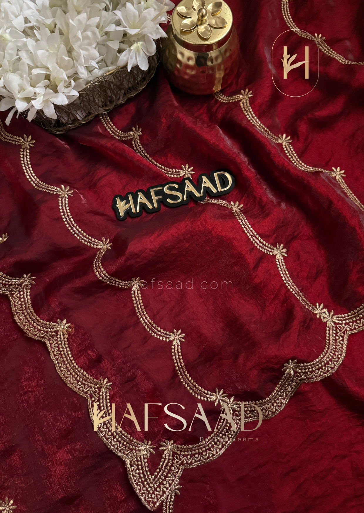 Aadonil- Satin organza saree (Maroon)