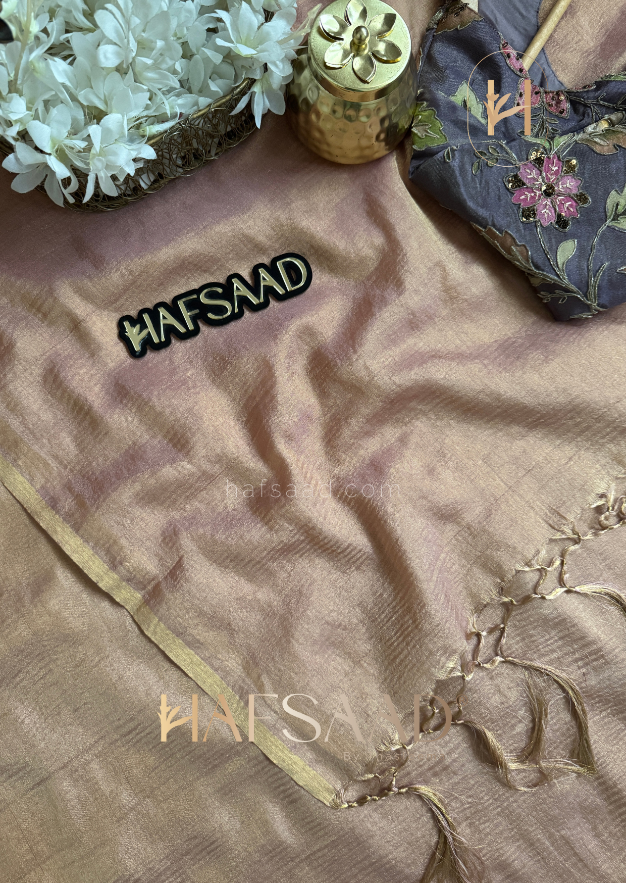 Yara - Soft semi tissue saree (Pink & Purple)