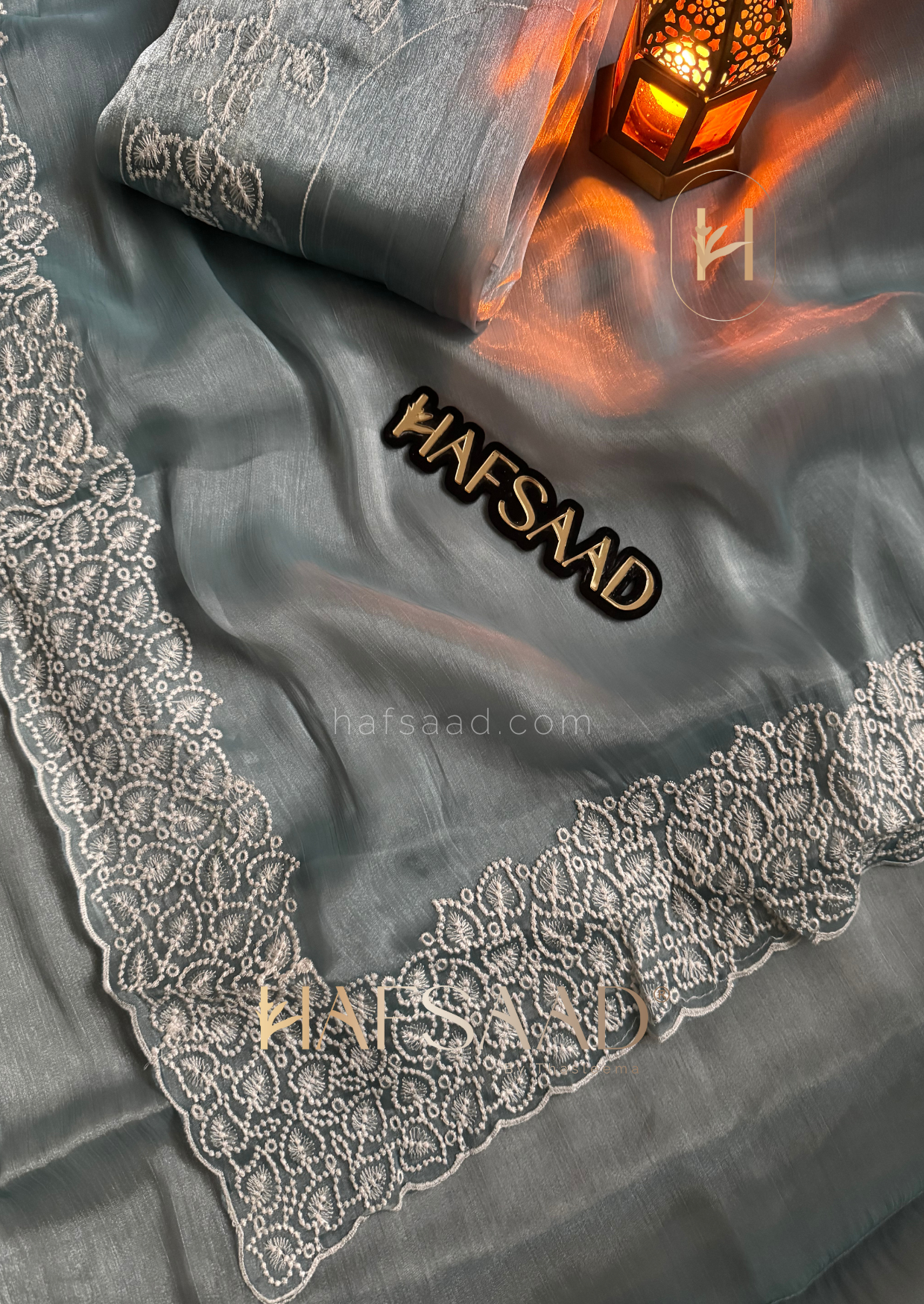 Shalin- crushed satin organza saree (Azure Blue)