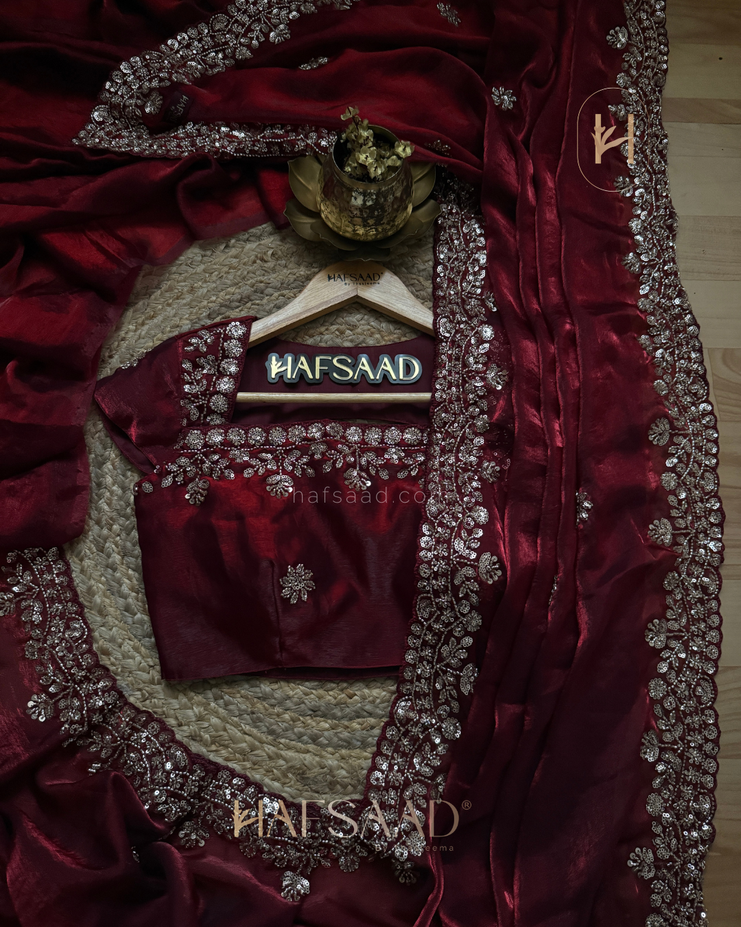 Sana- Designer handwork saree (Maroon)