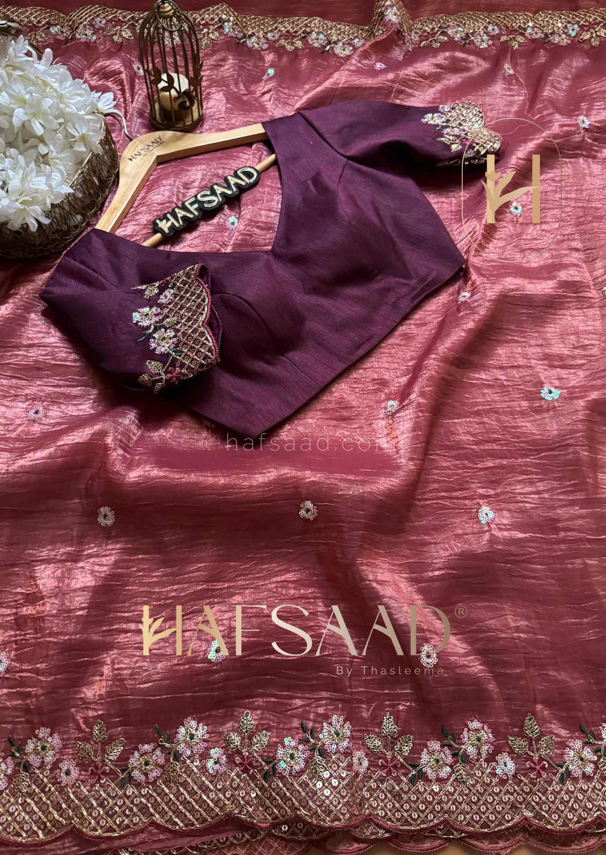 Azri-Textured silk saree (Onion pink)