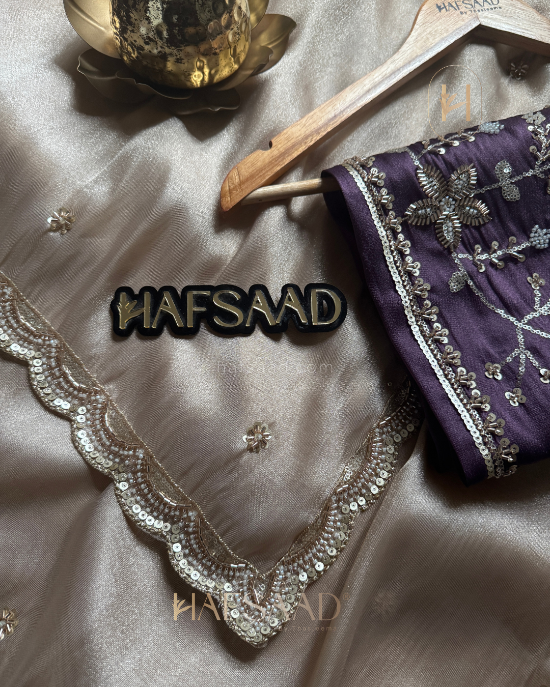 Amina- Designer Handwork Saree (purple)