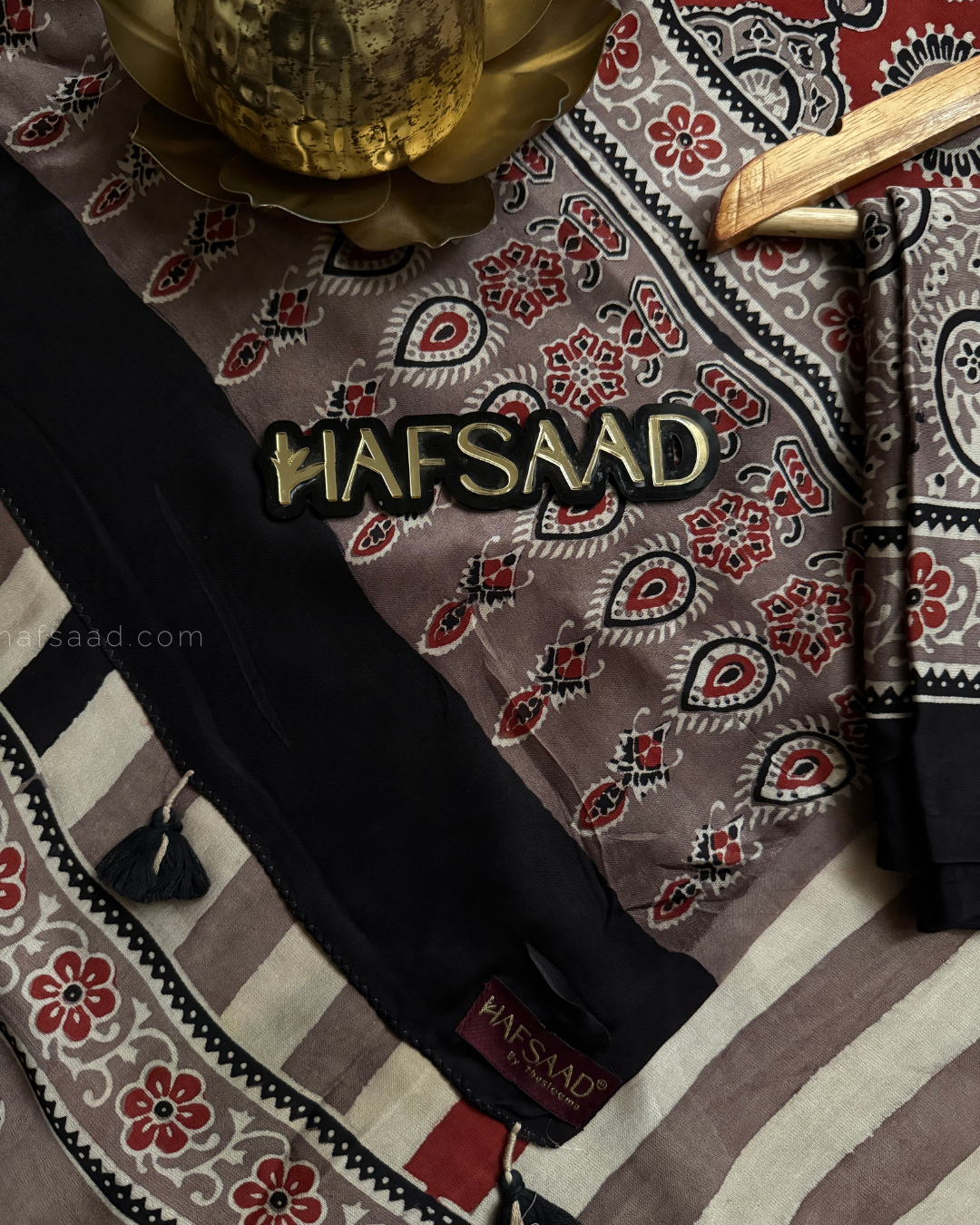 Mohana-Pure Ajrakh Modal Silk Saree (Pastel stripes)