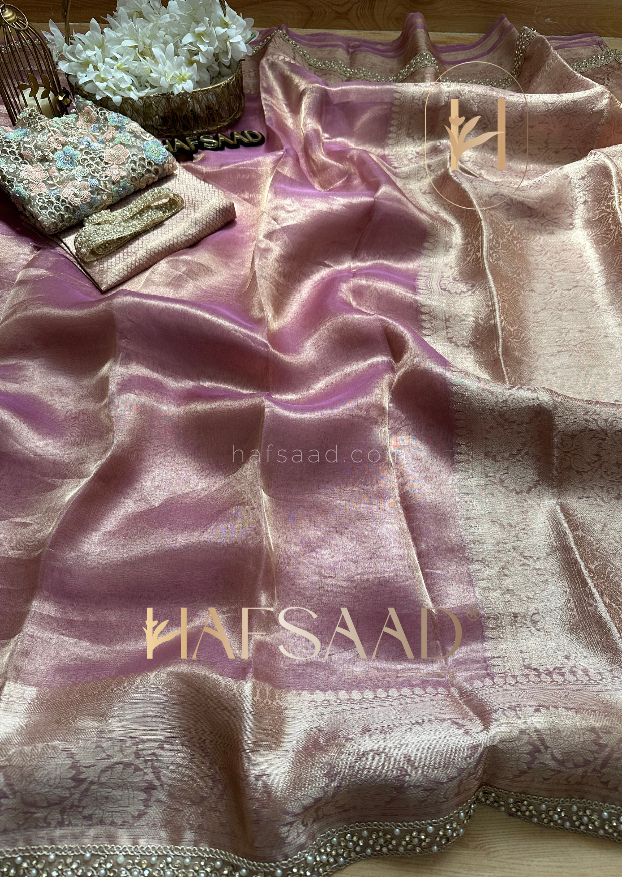 Noor- Pure tissue silk saree (Pastel Lavender)