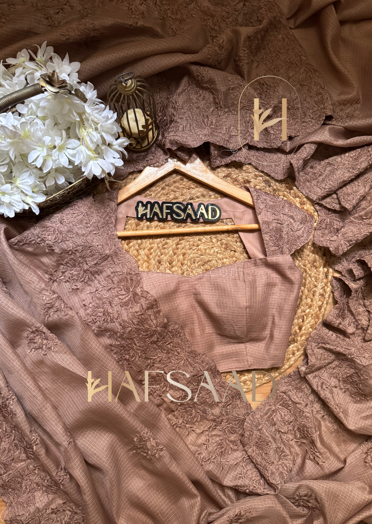 Celestia- Embroidered saree (cocoa)