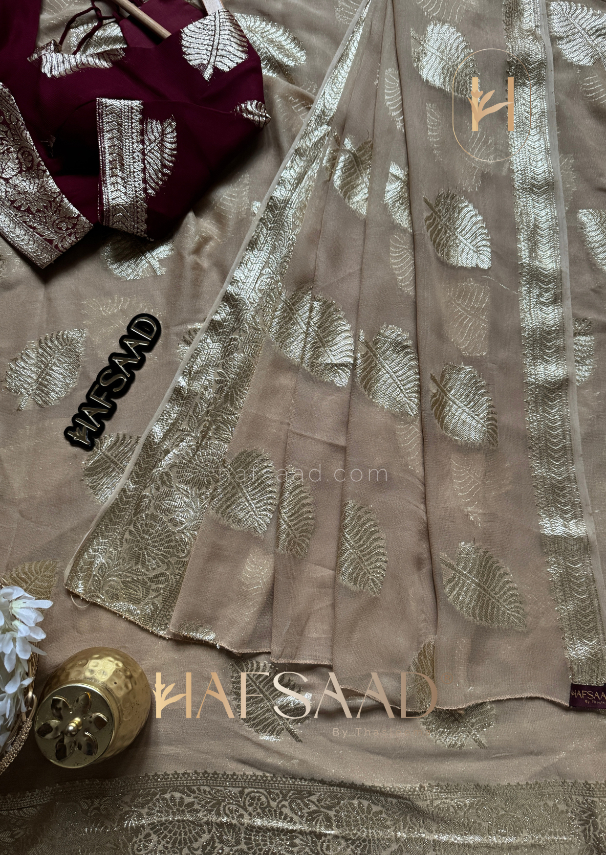 Sreeja - Pure viscose saree (Biscotti)