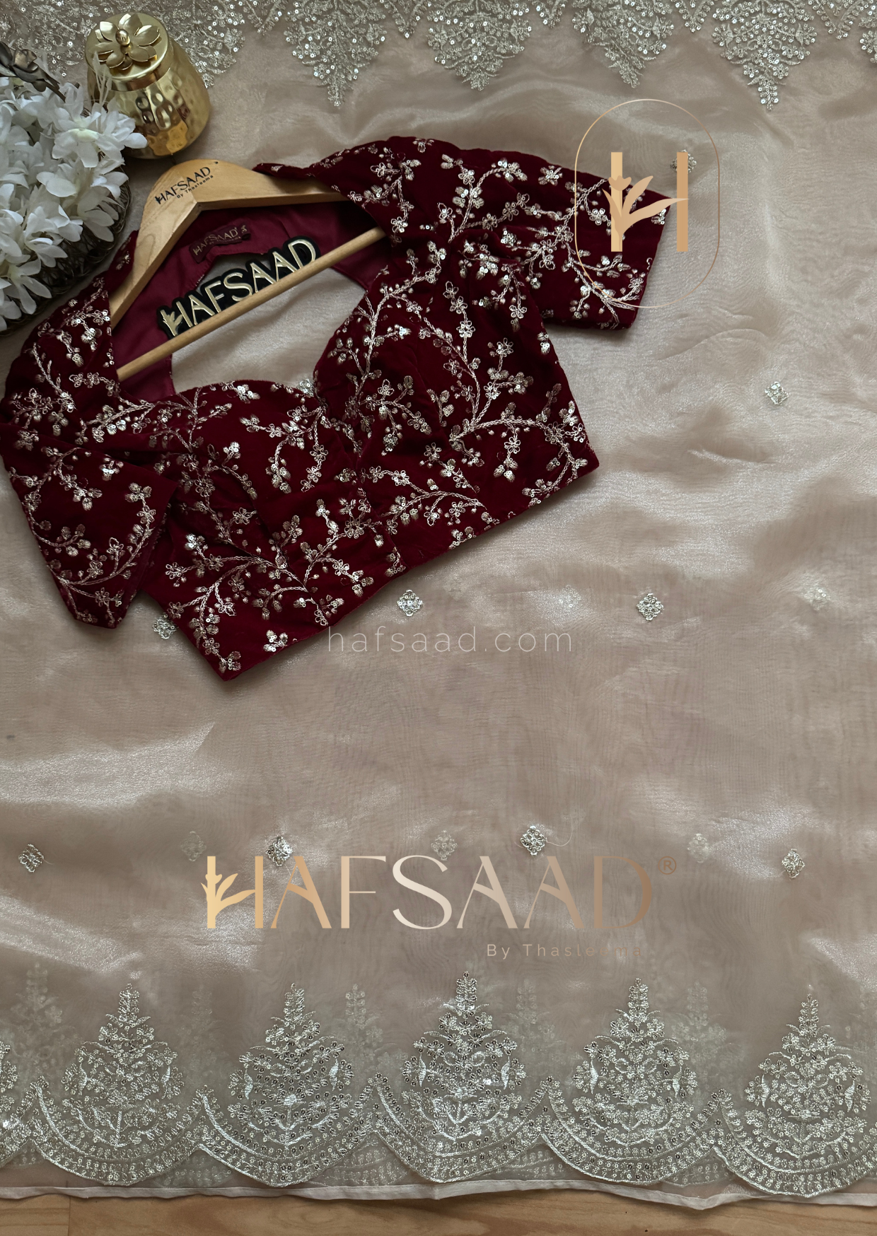 Shreya elbow sleeve - semi organza saree