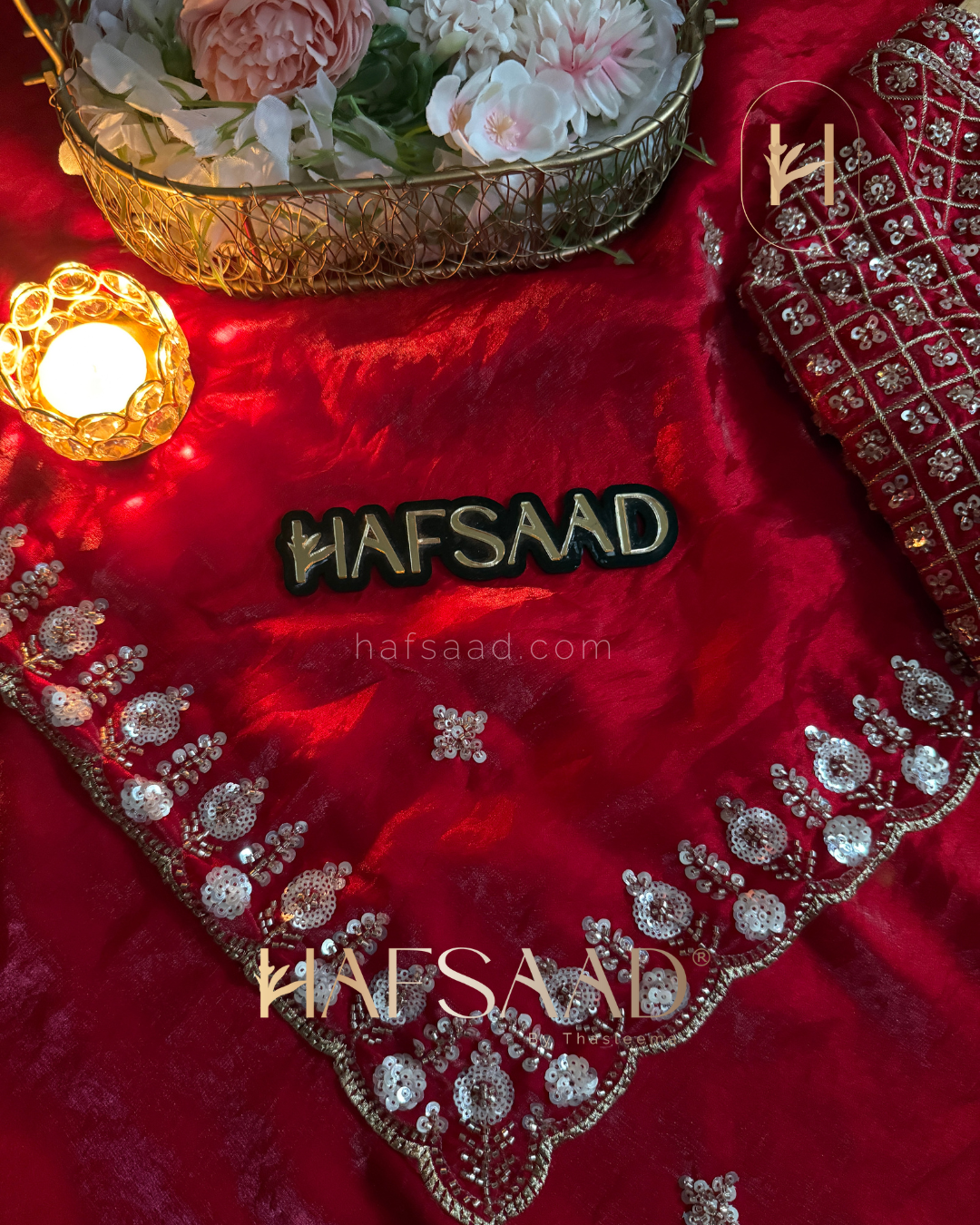 Mirza - Stardust satin saree (Red)