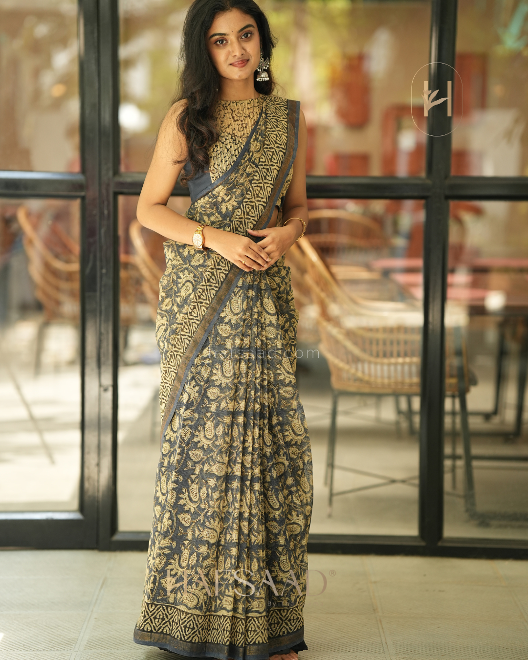 Kota - Denim Kota saree (Sleeveless)