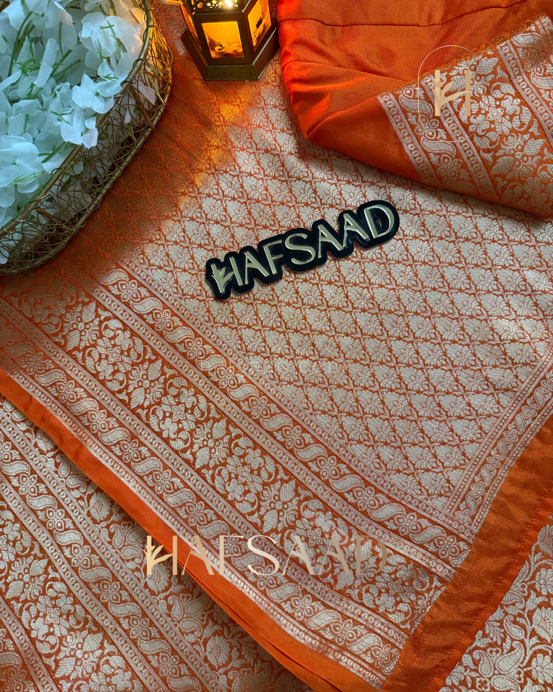 Ahana -  Soft semi silk saree (Orange)